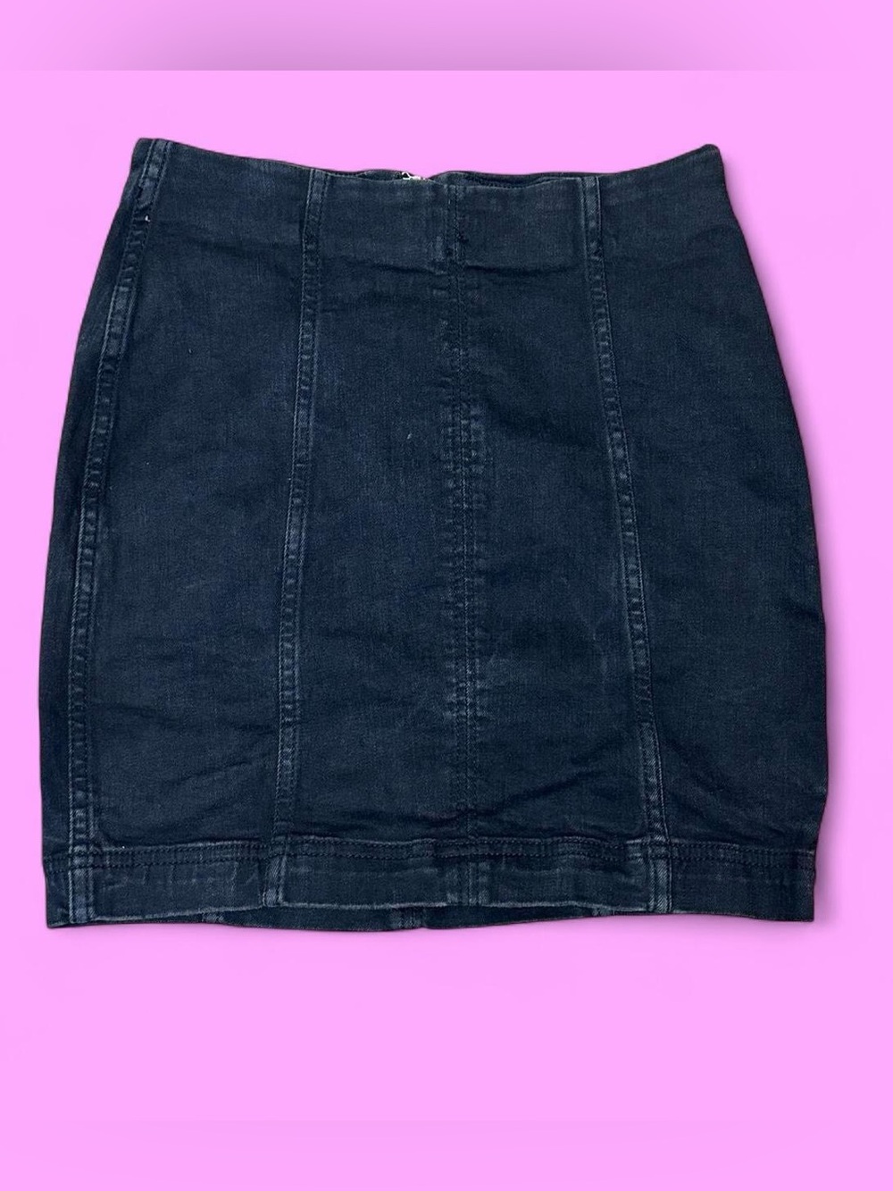 Free People black denim mini skirt 4